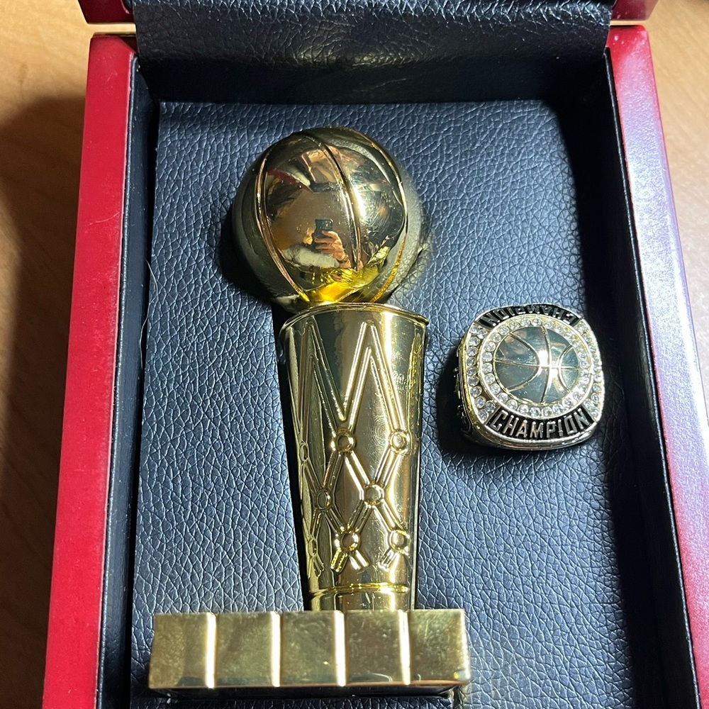Express Metals Championship Basketball Trophy / Ring Gold Replica Set